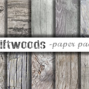 DRIFTWOOD TEXTURES Pacchetto carta - Documenti digitali - 10 robuste finiture in legno usurato, Legno da spiaggia stagionato, Download stampabile istantaneo