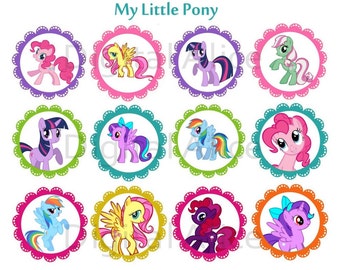 Círculos imprimibles de descarga instantánea de MY LITTLE :PONY: personalizables, para cumpleaños, adornos para cupcakes, pegatinas, artículos para fiestas y más