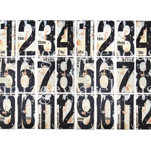 Old VINTAGE METAL NUMBERS Industrial House Numbers Instant Download Digital Printable 2 sizes DiY image 3