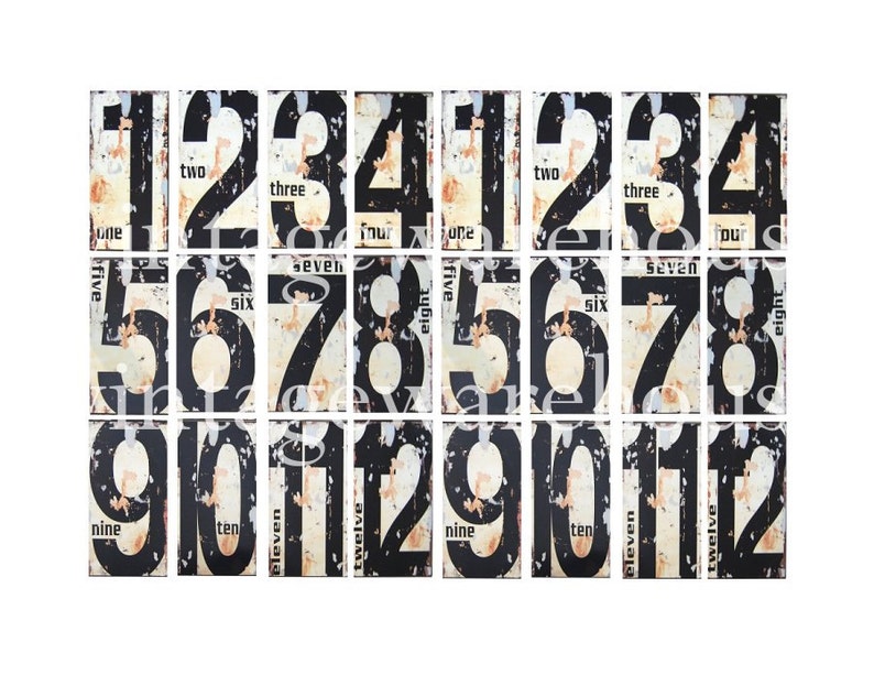 Old VINTAGE METAL NUMBERS Industrial House Numbers Instant Download Digital Printable 2 sizes DiY image 3