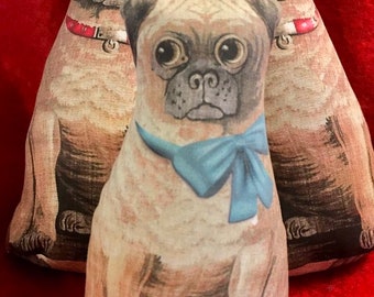 Primitive BABY PUG DOG cloth Animal Doll 1892 reproduction Litho Rag Doll Pillow - COuntry Cottage Prim