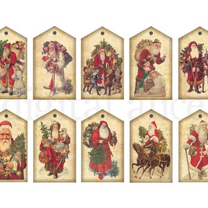 VICTORIAN SANTA CLAUS Tags - Instant Download Digital Printable St Nick Gift tags,cards  - DiY Christmas Father Xmas