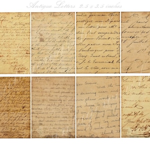 CARTAS MANUSCRITAS ANTIQUE 1800 - tarjetas comerciales aceo atc - 8 3.5 x 2.5 pulgadas -Descarga instantánea tarjetas digitales imprimibles - DiY