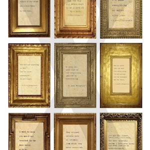 Framed LOVE QUOTES - The Great Gatsby F Scott Fitzgerald - Instant Download Digital Printable Cards- 9 framed 4 x 6 in  weddings, showers