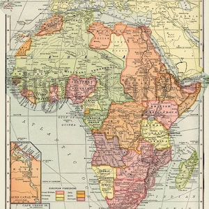 Vintage MAP of AFRICA -  Instant Download Digital Printable- Old Antique African Map  2 sizes