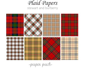 TARTAN PLAID PAPERS 2 - Scottish Tartans and Xmas Plaids - Digital Paper Pack -9 Scottish Plaid Printable Papers,Instant Download Digital
