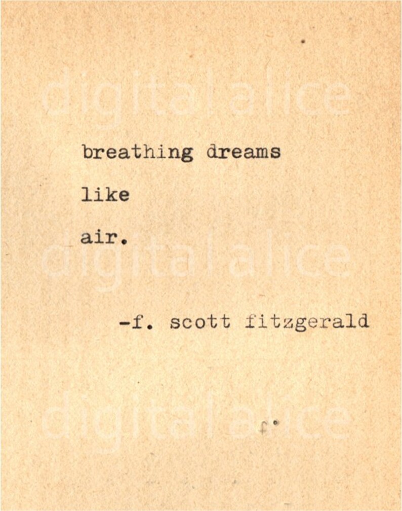 VINTAGE TYPEWRITER PRINT f Scott Fitzgerald Quote Wall Art image 0
