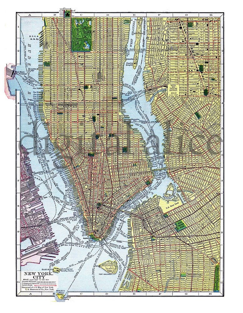 1839年 ニューヨーク ヴィンテージマップ 地図 額装