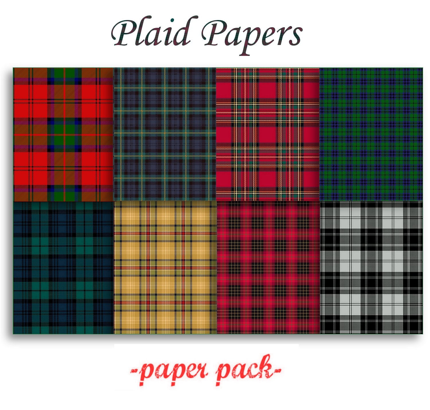 Classic Blue Tartain Plaid Style #1 Double Sided Paper Cardstock