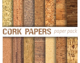 CORK PAPERS Digital Paper Pack- 14 Cork board Backgrounds, Corks, Instant Printable Download - scrapbooking, paper crafts