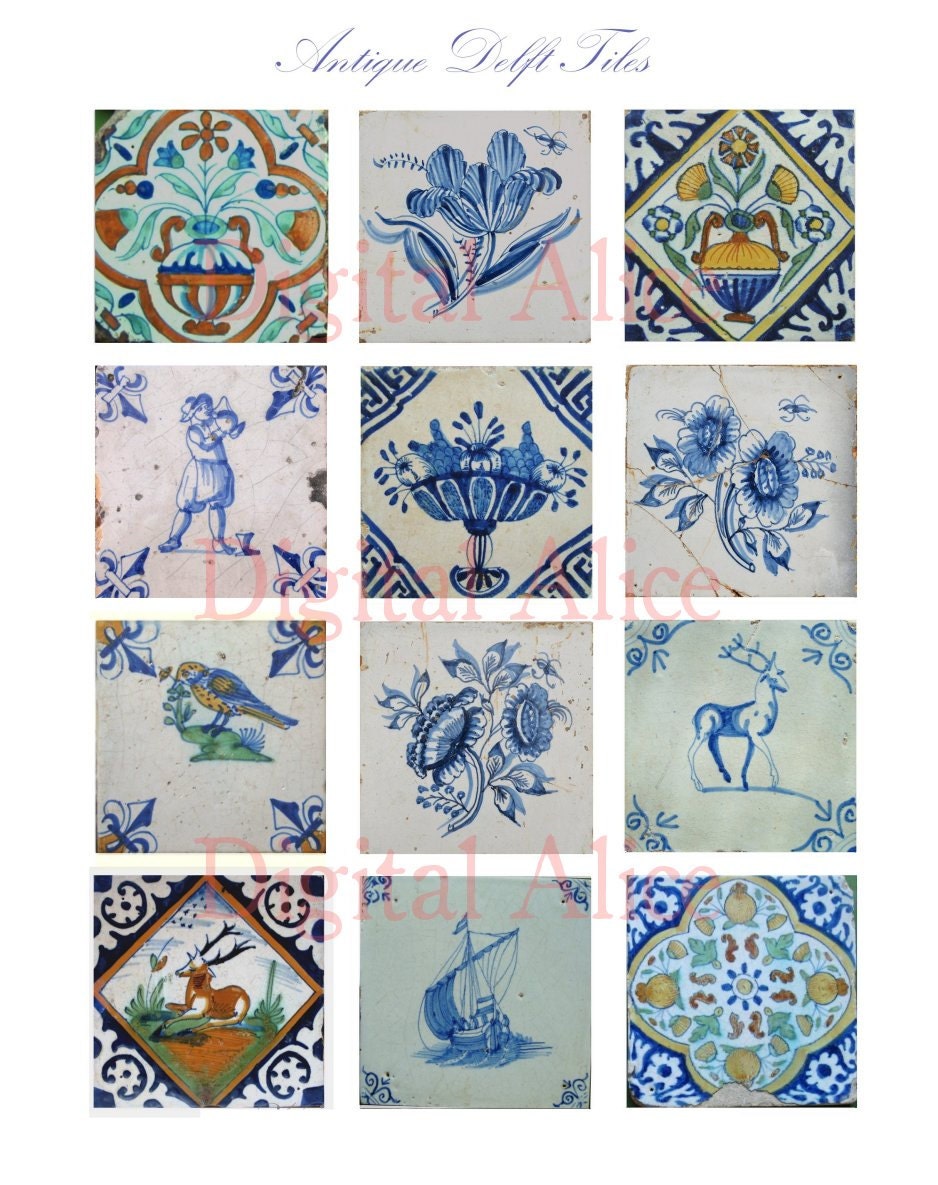 ANTIQUE IZNIK TILES - Instant Download Paper Crafts Collage Sheet