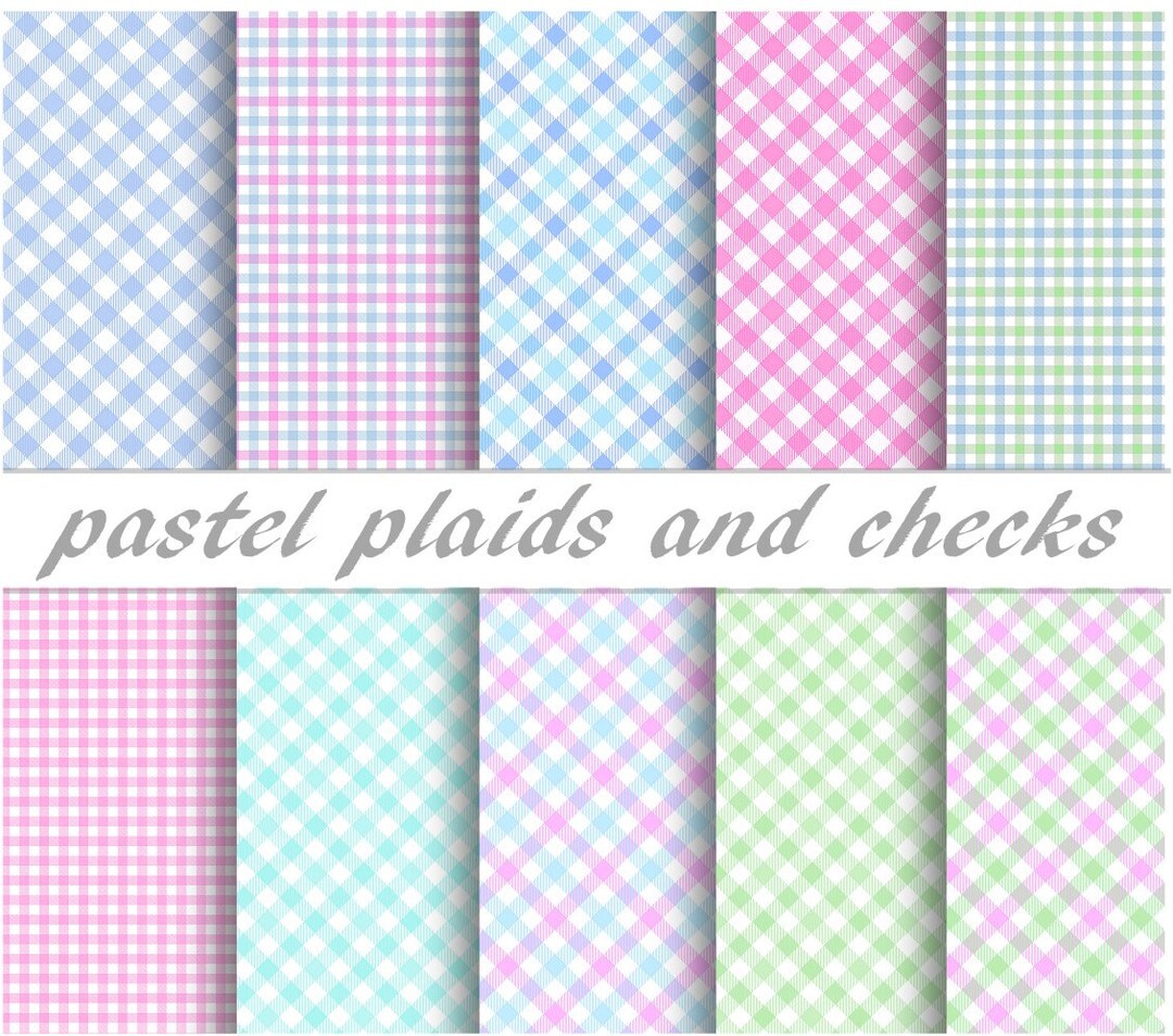 Pastel PLAIDS, CHECKS and GINGHAM Papers - Digital Paper Pack -10 Baby ...