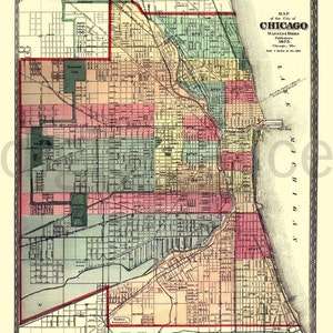 Vintage CHICAGO KARTE - Alte Karte 1875 Chicago Illinois - Sofort Download digital druckbare Karte