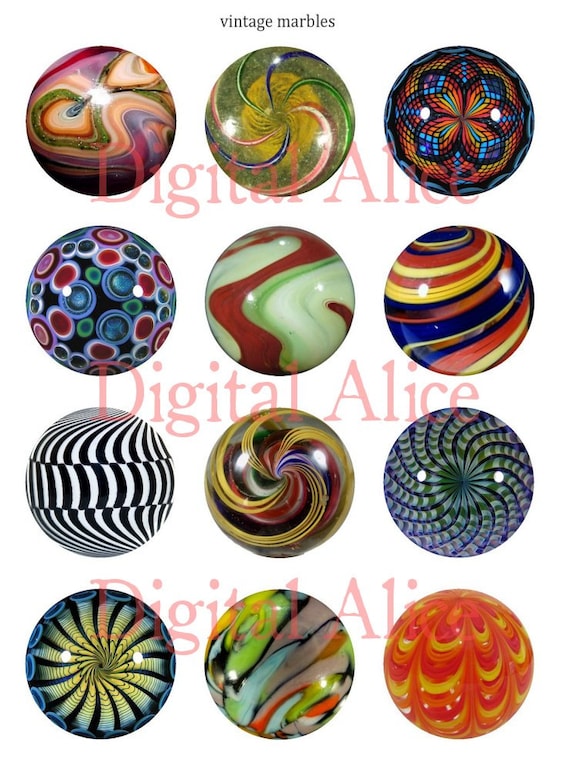 ANTIQUE MARBLES Craft Circles Vintage Marble Instant Download Digital  Printable MARBLE bottlecaps, Jewelry 12,16,30mm 