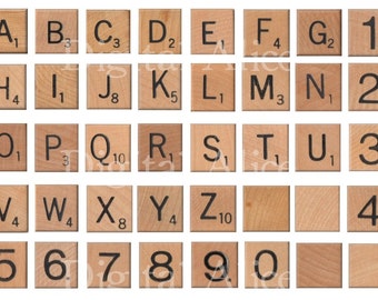 SCRABBLE TILE LETTERS - Instant Download Digital Printable-  1 inch letter wood tiles DiY