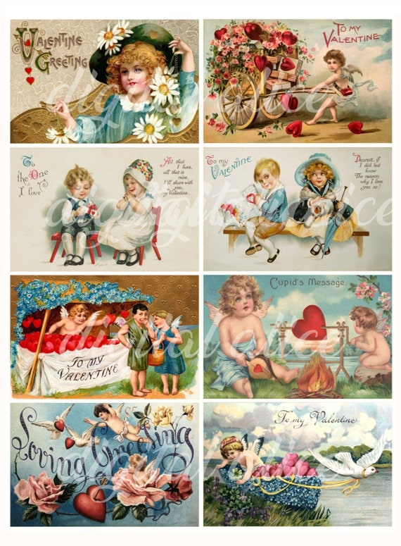 Digital Valentine Postcard - Antique Vintage Valentine Day - Victorian  Valentines Card - Printable Valentine Cards - INSTANT DOWNLOAD