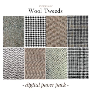 WOOL TWEEDS Digital Download Paper Pack - Gewebte MENSWEAR - Strukturierte Papiere - Stadt und Land - druckbare Papierdownloads - DiY