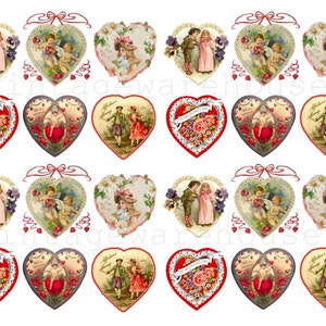 VICTORIAN VALENTINE HEARTS Instant Digital Download Antique Valentine Collage Sheet Printable Sweetheart Hearts image 2