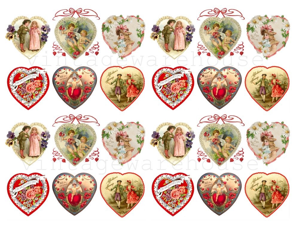 Vintage Valentine's Day Hearts, CUT & PEEL Sticker Sheet, Victorian Ro –  Rare Paper Detective