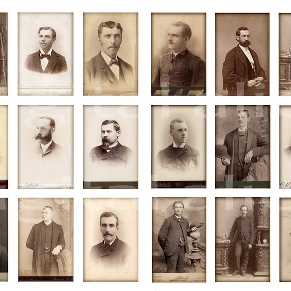 Antique CABINET PHOTO CDV Handsome 1800's Men - Instant Download Digital Printable Collage Sheet Images - 2 sizes - Civil War Gents DiY