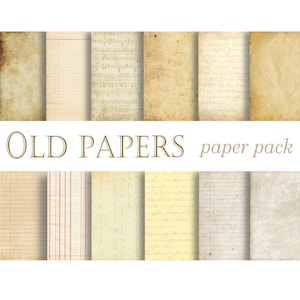 VINTAGE PAPER TEXTURES- printable old paper backgrounds for crafts, photography, Wallpaper, Wedding, Party, Distressed- 12 Papers