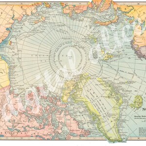 VINTAGE PRINTABLE MAP - Northpole Instant Download Digital Printable Map-  North Pole Map -3 sizes- DiY Print as many as you like
