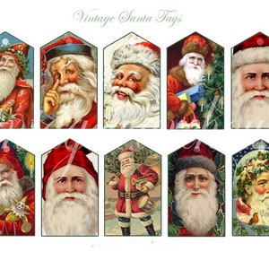 VINTAGE VICTORIAN SANTA Tags - Instant Download Digital Printable St Nick Gift tags,cards  - DiY