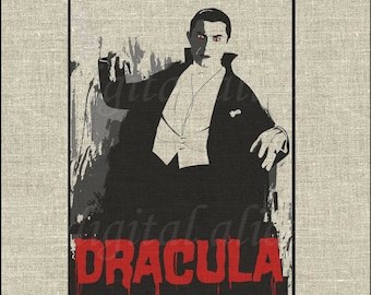 Count DRACULA PRINT Halloween Art - Printable Image Graphic Digital Antique Clip Art Transfer in jpg png - fabric transfer, wall art, party