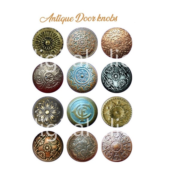 Vintage TÜRKNAUF Bastelkreise - Messing Türknöpfe Retro Industrial Steampunk - Instant Download Digital Printable -Flaschenkappen Schmuck- DiY
