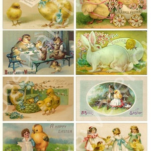 ANTIQUE EASTER POSTCARDS no 2 - cute Chicks and Eggs - Instant Download Digital Printable- 8 images