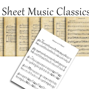VINTAGE SHEET MUSIC - Classics - Instant Download Digital Printable Papers- Gospel, Patriotic and Classical more