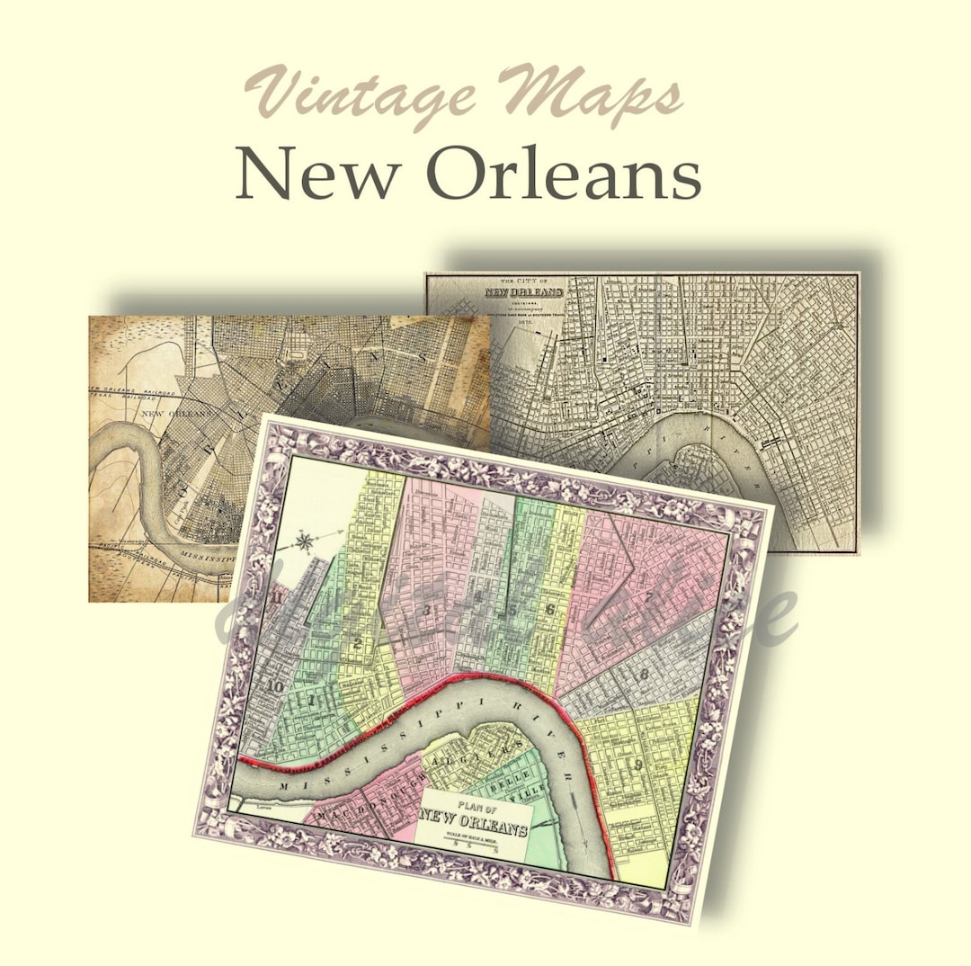 PRINTABLE MAPS - Three Vintage New Orleans Map Downloads -instant ...