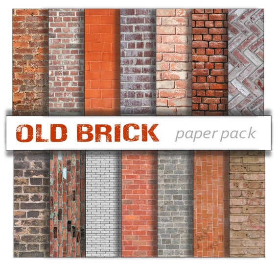 OLD BRICK WALLS Paper Pack- Digital Papers 14 Brick Textures Stone Wall Backgrounds ,Instant Download, crafts , doll house miniatures