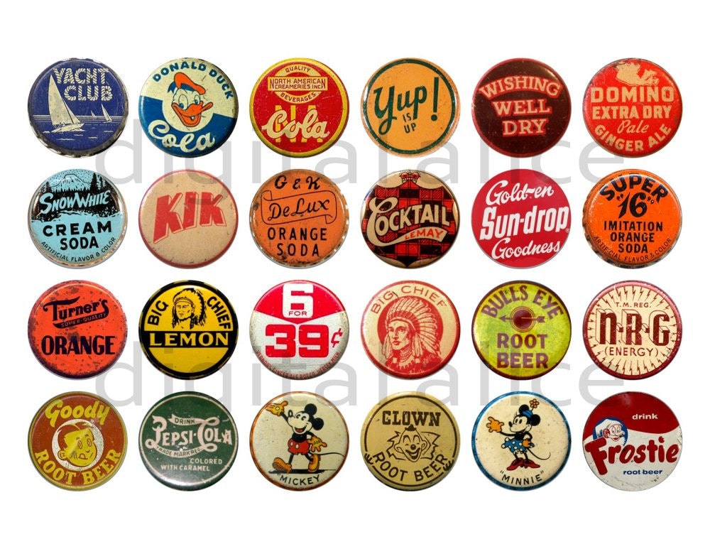 Vintage BEER BOTTLE CAPS Craft Circles Printable Old Beer Etsy