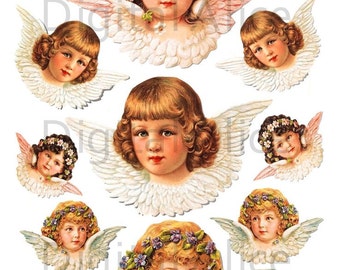 Vintage VICTORIAN ANGELS Clip Art- Instant Download Digital Printable Collage Sheet, crafts,Christmas,tDiY