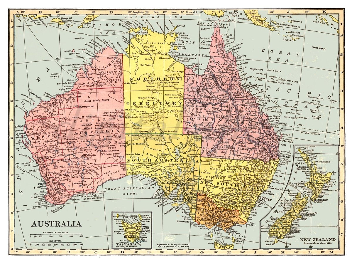 Vintage MAP of AUSTRALIA Instant Download Digital ...