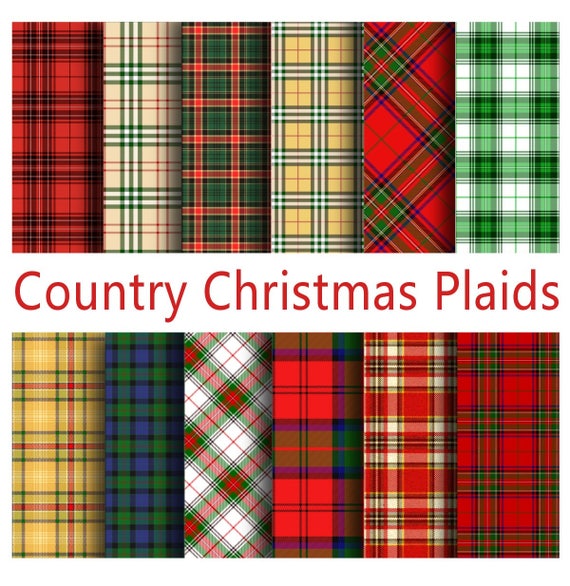 COUNTRY CHRISTMAS PLAID Papers  - Scottish Tartans and Xmas Plaids - Digital Paper Pack -12  Plaid Printable Papers,Instant Download Digital