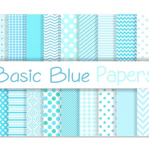 BLUE DIGITAL PAPERS, scrapbook papers, background polka dots, chevron, gingham, stripes - Photography, Wallpaper, Wedding, Boy Party, Crafts