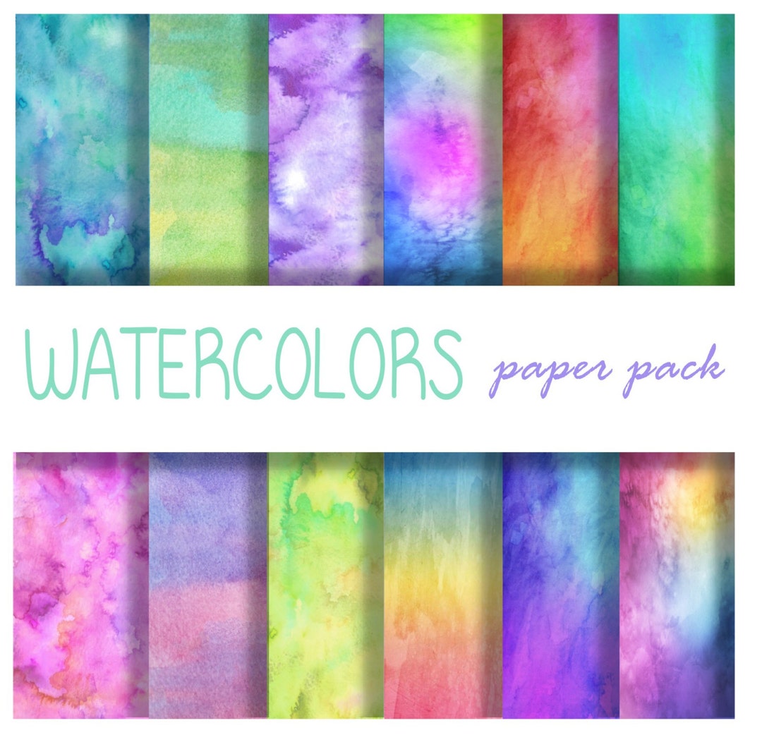 WATERCOLORS PRINT PAPERS - Printable Patterned Digital Paper ...