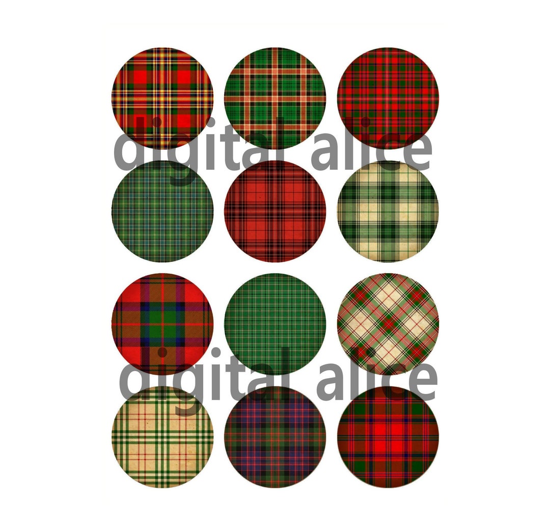 SCOTTISH PLAIDS Craft Circles -country Plaid Tartan Rounds - Instant Printable Stickers ...