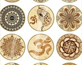 HENNA DESIGN Craft Circles - YOGA, Mehndi, Mandala.Digital Collage Sheet, Instant Download Digital Printable  -Bottlecaps Collage Sheet