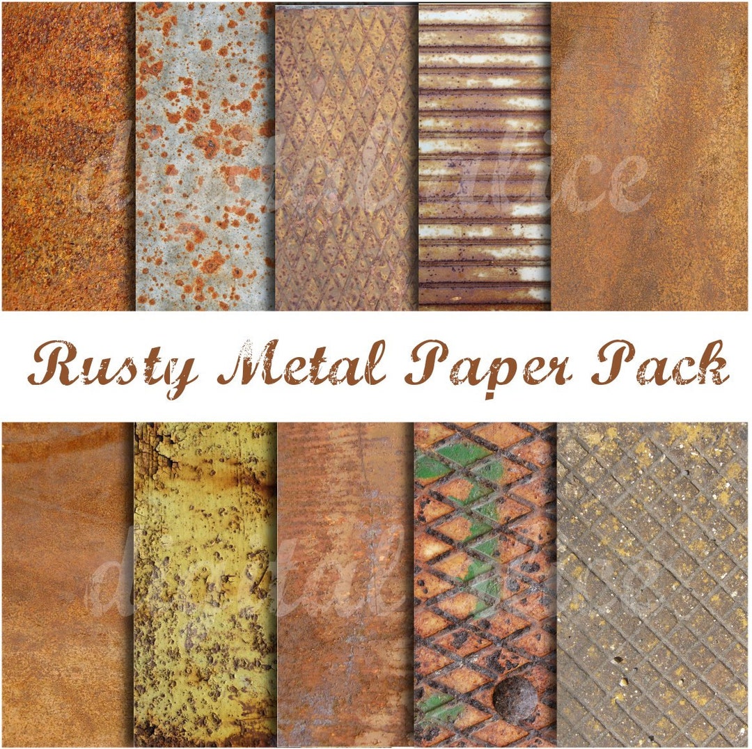 RUSTY METALS Paper Pack- Digital Download Paper Pack -9 Rusted Textures ...