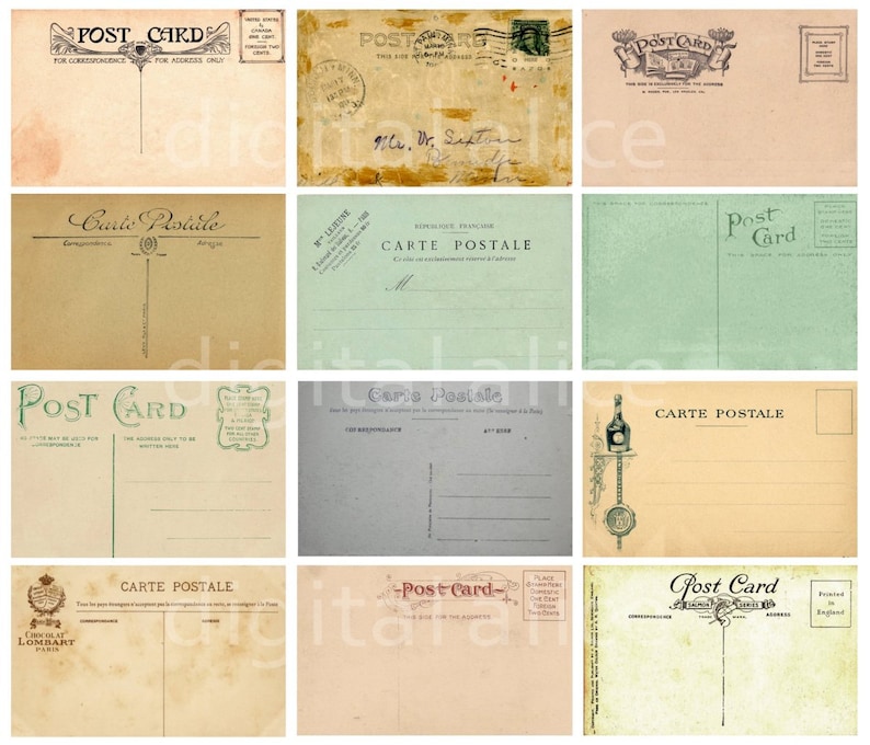 scrapbooking price tags stamped Antique Botanical Postcards- 3 sizes labels VINTAGE LILAC POSTCARDS gift tags cards Digital Download