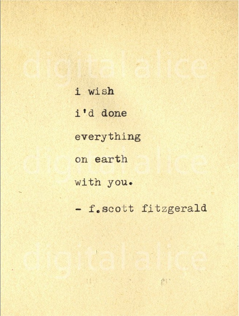VINTAGE TYPEWRITER PRINT f Scott Fitzgerald Quote Wall Art image 1