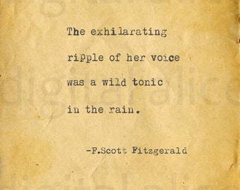 VINTAGE TYPEWRITER PRINT f Scott Fitzgerald Quote-Wall Art Instant Download-the exhilarating ripple of her voice was a wild tonic no.79