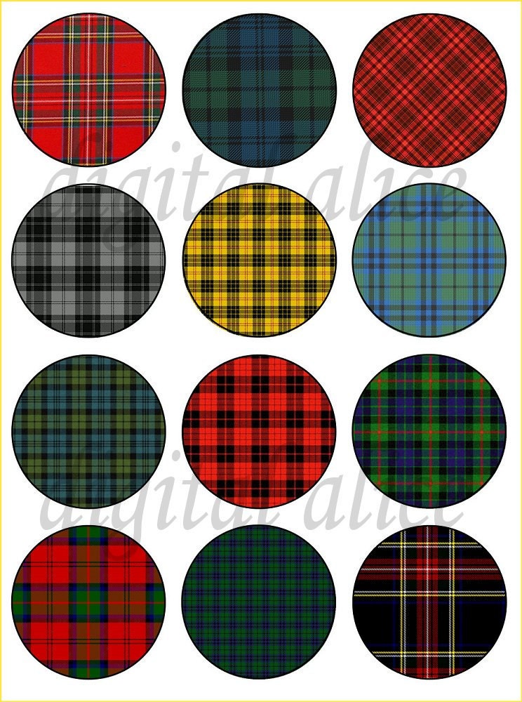 Colorful TARTAN PLAIDS Instant Download Craft Circles Collage | Etsy