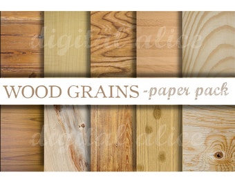 WOOD GRAIN Pack Digital Papers 10 Wood -