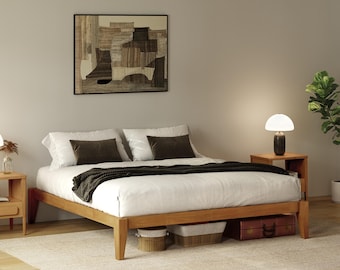 Low Profile Bed, Japanese Joinery Bed Frame, Tatami Platform Bed, Loft Bed, Wood Floor Bed, Handmade Furniture, Futon Base, Minimalist Bed