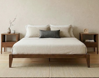 Japanese Joinery Bed Frame, Solid Wood, Anti-Squeak, No Headboard, Minimalist Modern, Easy Assembly