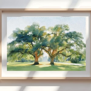 Oak Trees Marriage Print-Giclée Paper Print, Gallery-Wrapped Canvas or Wood-Framed Canvas Wall Art
